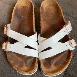 Birkenstock White Leather Sz 39